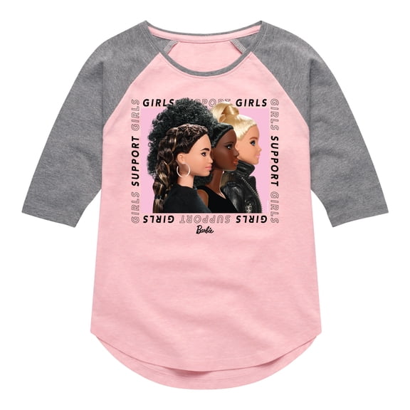 Barbie - Girls Support Girls - Toddler And Youth Girls Raglan Graphic T-Shirt