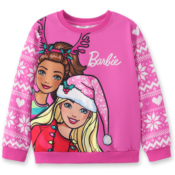 Barbie Girls Sweatshirt Graphic Ugly Christmas Pullover Crewneck Fleece Sweater Sizes 7-8 Years