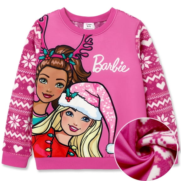 Barbie Girls Sweatshirt Graphic Ugly Christmas Pullover Crewneck Fleece Sweater Sizes 7-8 Years