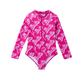 thumbnail image 1 of Barbie Girls Swimsuit Long Sleeve Rash Guard One Piece Half Zip Quick Dry Bathing Suit Sizes 6-7Y, 1 of 11