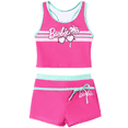 thumbnail image 1 of Barbie Girls Swimsuit Two Piece Set Tankini Crop Top Swim Shorts Bathing Suit Sizes 6-7Y, 1 of 10
