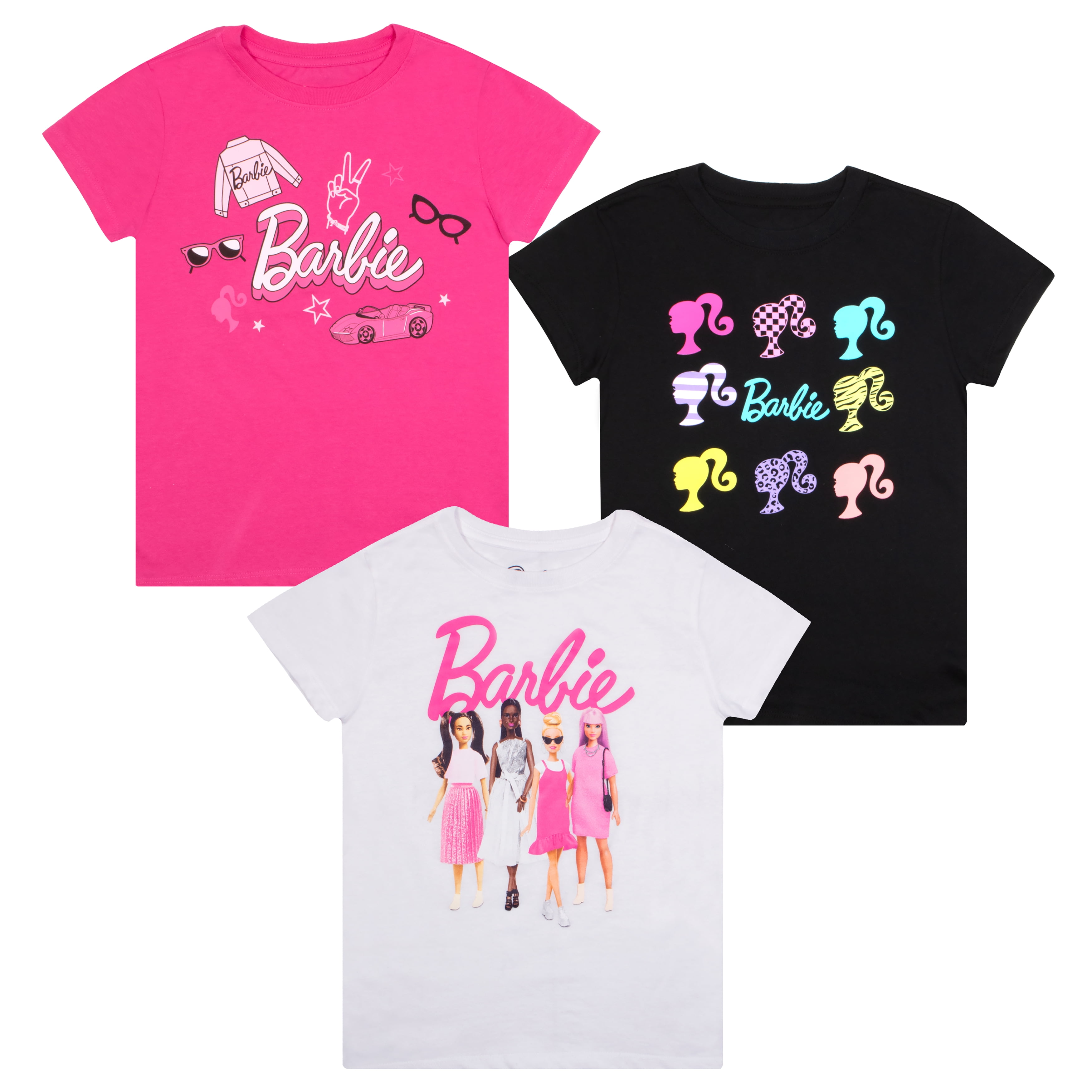 Barbie Girls TShirt 3Piece Set Bundle for Kids (Size 412)
