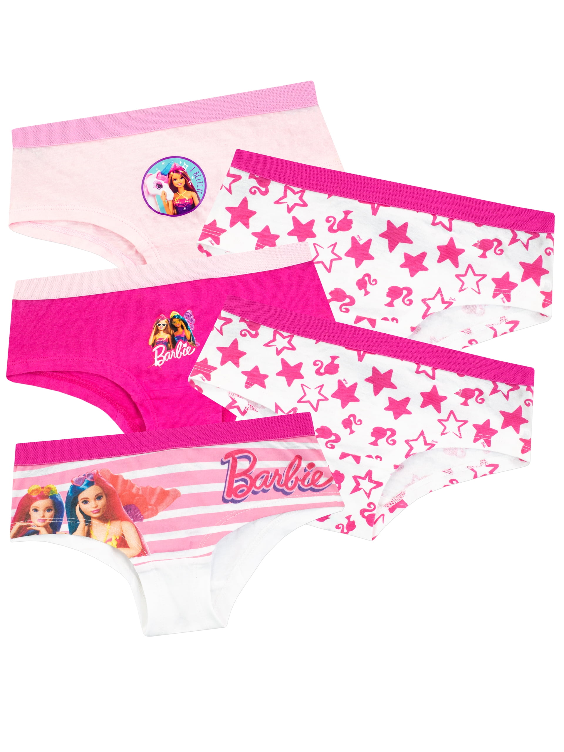 Barbie Girls Underwear Pack of 5 Multicolor Sizes 6 - 12 - Walmart.com
