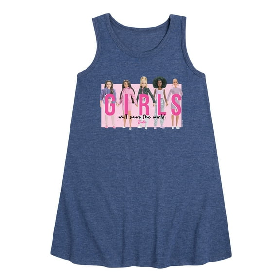 Barbie - Girls Will Save the World - Barbies Holding Hands - Toddler and Youth Girls A-line Dress