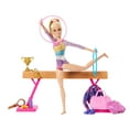 thumbnail interactive-video image 1 of Barbie Gymnastics Playset with Blonde Fashion Doll, Balance Beam and Accessories, 3 Years & up, 1 of 7