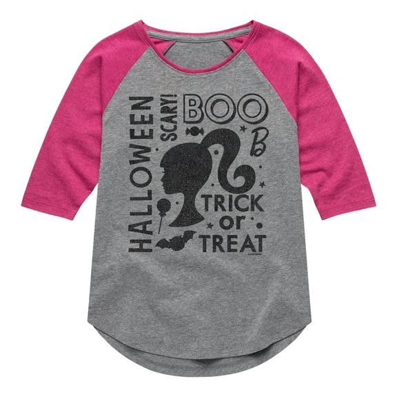 Barbie - Halloween Collage - Toddler And Youth Girls Raglan Graphic T-Shirt