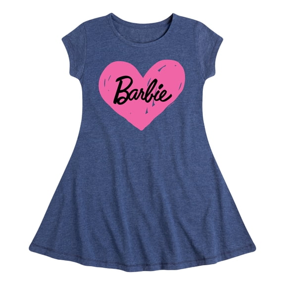 Barbie - Hand Painted Heart - Toddler And Youth Girls Fit And Flare Dress