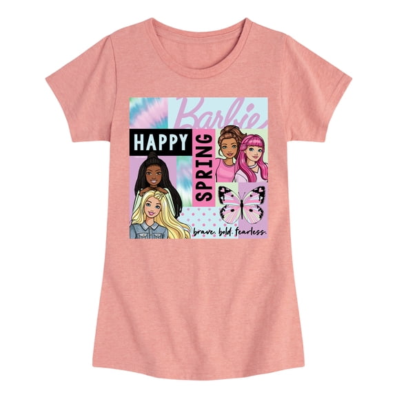 Barbie - Happy Spring - Brave, Bold, and Fearless - Toddler And Youth Girls Raglan Graphic T-Shirt