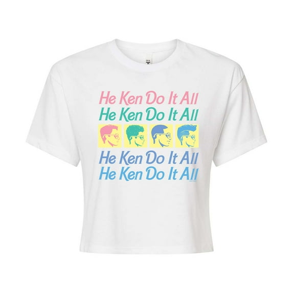 Barbie - He Ken Can Do It All Stacked - Juniors Cropped Cotton Blend T-Shirt