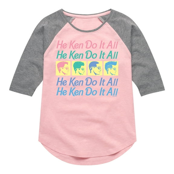 Barbie - He Ken Can Do It All - Toddler & Youth Girls Raglan Graphic T-Shirt