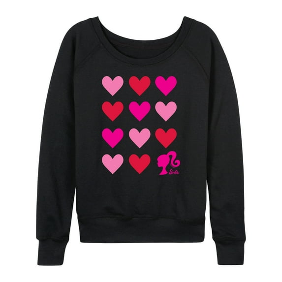 Barbie - Heart Grid - Women's Lightweight French Terry Long Sleeve Shirt