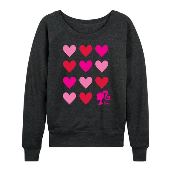 Barbie - Heart Grid - Women's Lightweight French Terry Long Sleeve Shirt