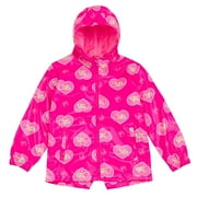 Barbie Hearts Zip Up Waterproof Hooded Rain Jacket Coat Logo Little Kid to Big Kid