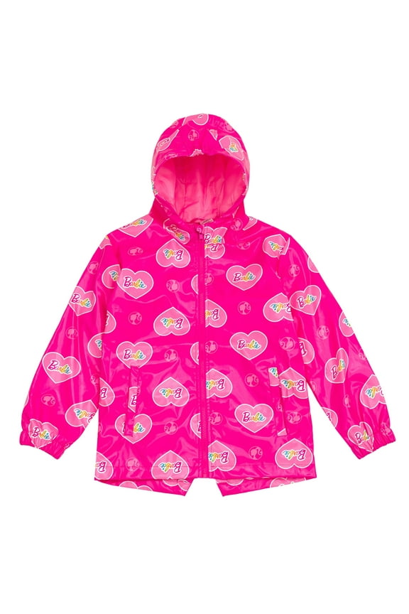 Hearts Zip Up Waterproof Hooded Rain Jacket Coat Logo Little Kid to Big Kid