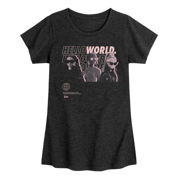 Barbie - Hello World Black Shirt Only - Toddler And Youth Girls Short Sleeve Graphic T-Shirt