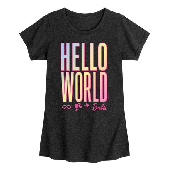 Barbie - Hello World - Girls Fitted Short Sleeve Graphic T-Shirt