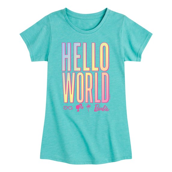 Barbie - Hello World - Youth Girls Fitted Short Sleeve T-Shirt