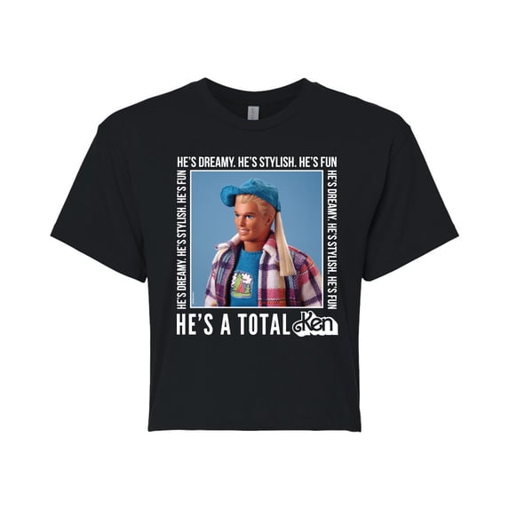 Barbie - Hes A Total Ken - Juniors Cropped Graphic T-Shirt