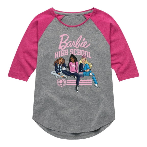 Barbie - High School Dolls - Toddler & Youth Girls Raglan Graphic T-Shirt