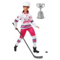 Barbie Hockey Player Fashion Doll Dressed in Jersey & Helmet with Curvy Shape & Hockey Accessories