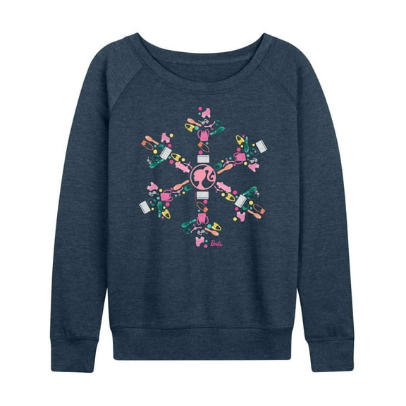 Barbie - Holiday & Christmas - Iconic Barbie Icon Snowflake - Women's Lightweight French Terry Long Sleeve Shirt