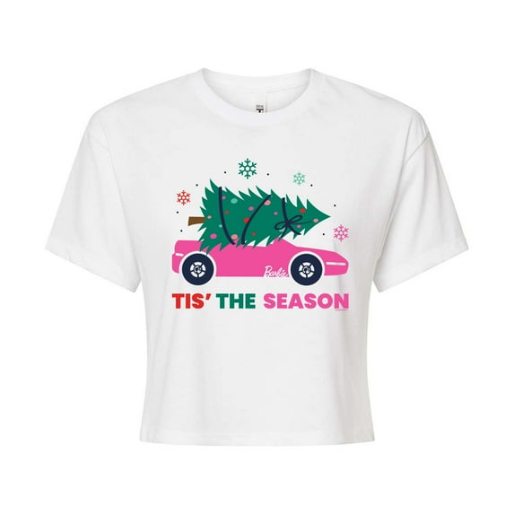 Barbie - Holiday & Christmas - 'Tis The Season - Juniors Cropped Cotton Blend T-Shirt