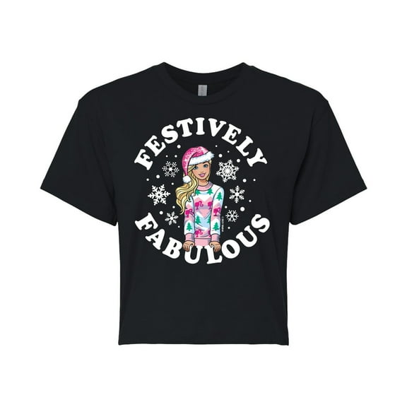 Barbie - Holidays & Christmas - Festively Fabulous - Juniors Cropped Cotton Blend T-Shirt