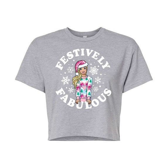 Barbie - Holidays & Christmas - Festively Fabulous - Juniors Cropped Cotton Blend T-Shirt