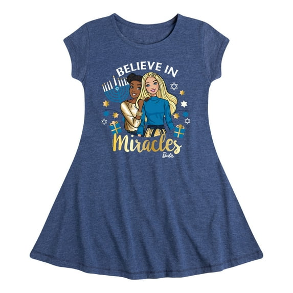 Barbie - Holidays & Christmas - Hanukkah - Believe In Miracles - Toddler & Youth Girls Fit & Flare Dress