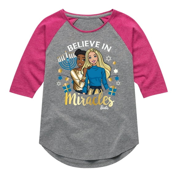 Barbie - Holidays & Christmas - Hanukkah - Believe In Miracles - Toddler & Youth Girls Raglan Graphic T-Shirt