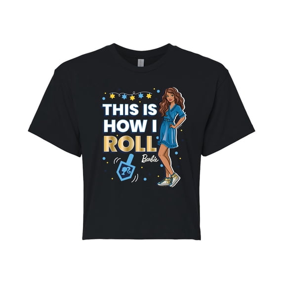 Barbie - This is How I Roll Holiday - Juniors Cropped Cotton Blend T-Shirt