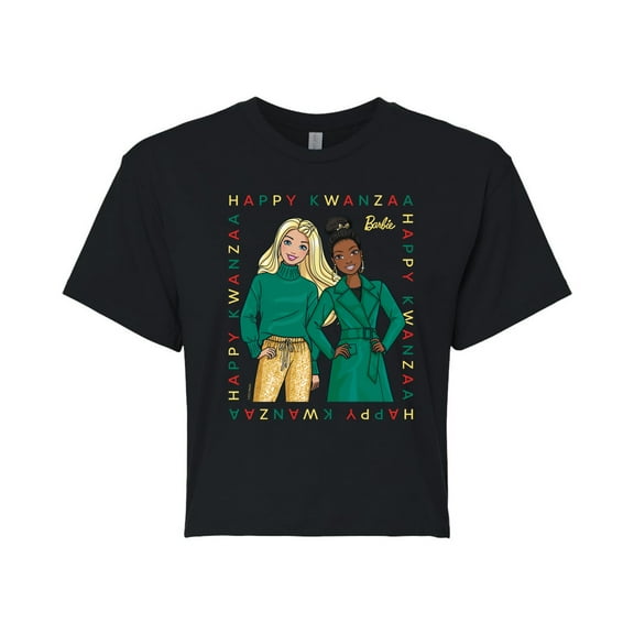 Barbie - Happy Holiday's Frame - Juniors Cropped Cotton Blend T-Shirt