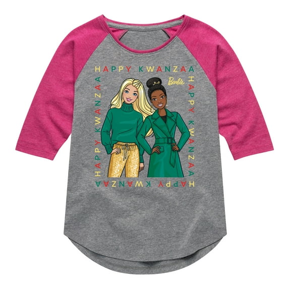 Barbie - Happy Holiday's Frame - Toddler & Youth Girls Raglan Graphic T-Shirt