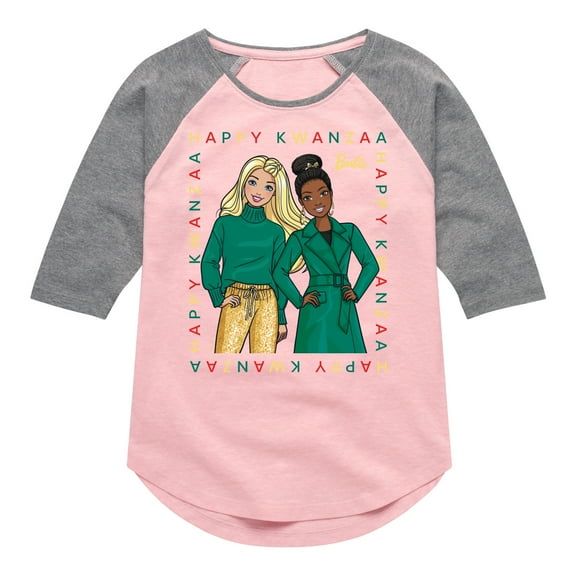 Barbie - Happy Holiday's Frame - Toddler & Youth Girls Raglan Graphic T-Shirt