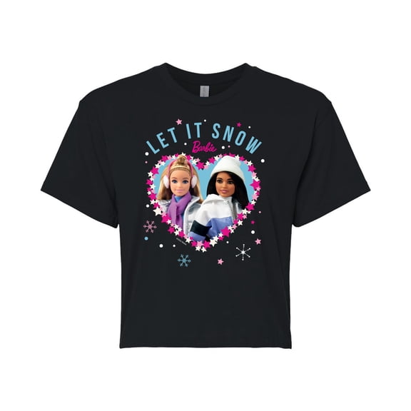 Barbie - Holidays & Christmas - Let It Snow - Juniors Cropped Cotton Blend T-Shirt