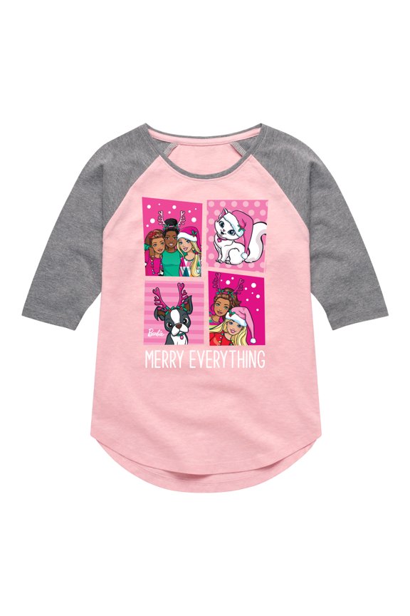 - Holidays & Christmas - Merry Everything - Toddler & Youth Girls Raglan Graphic T-Shirt