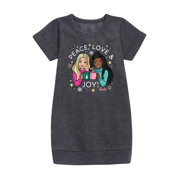 Barbie - Holidays & Christmas - Peace Love & Joy - Toddler & Youth Girls Fleece Dress