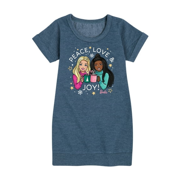 Barbie - Holidays & Christmas - Peace Love & Joy - Toddler & Youth Girls Fleece Dress