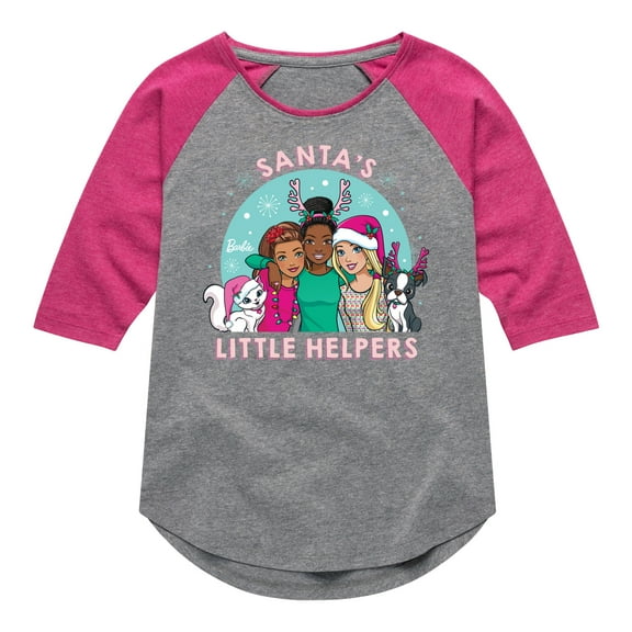 Barbie - Holidays & Christmas - Santa's Little Helpers - Toddler & Youth Girls Raglan Graphic T-Shirt