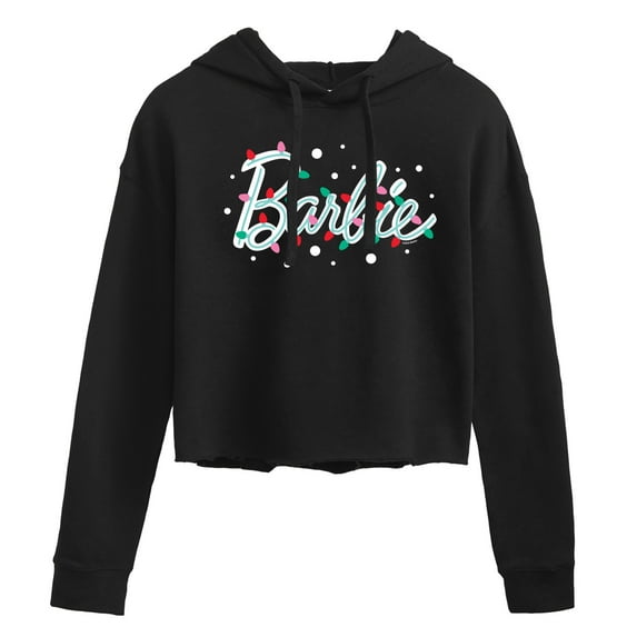 Barbie - Holidays & Christmas - Tangled Lights - Juniors Cropped Pullover Hoodie