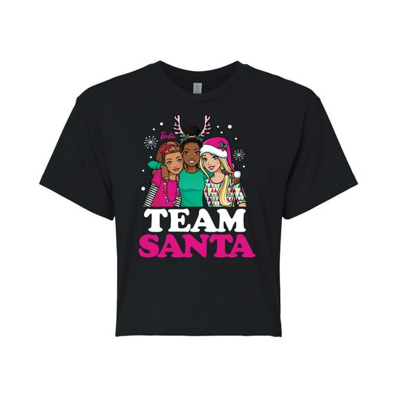 Barbie - Holidays & Christmas - Team Santa - Juniors Cropped Cotton Blend T-Shirt