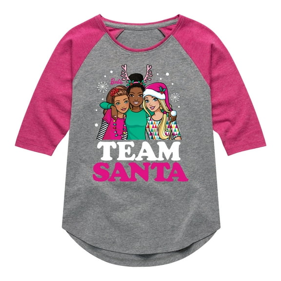 Barbie - Holidays & Christmas - Team Santa - Toddler & Youth Girls Raglan Graphic T-Shirt