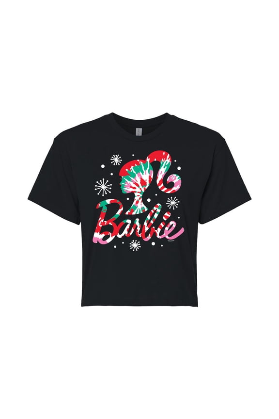 - Holidays & Christmas - Tie Dye Logo - Juniors Cropped Cotton Blend T-Shirt