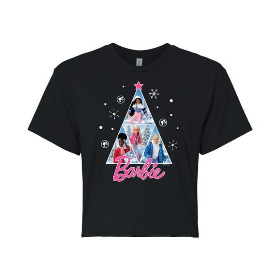 Barbie - Holidays & Christmas - Winter & Snow Time - Juniors Cropped Cotton Blend T-Shirt