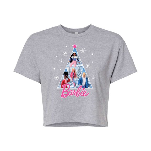 Barbie - Holidays & Christmas - Winter & Snow Time - Juniors Cropped Cotton Blend T-Shirt