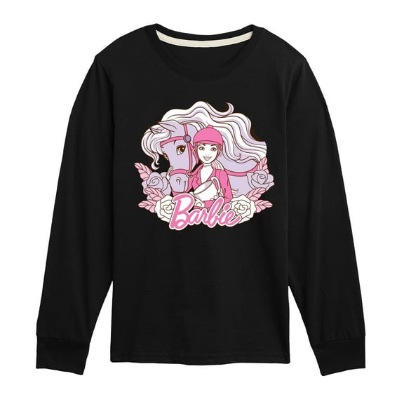 Barbie - Horse Flowers - Youth Long Sleeve Graphic T-Shirt