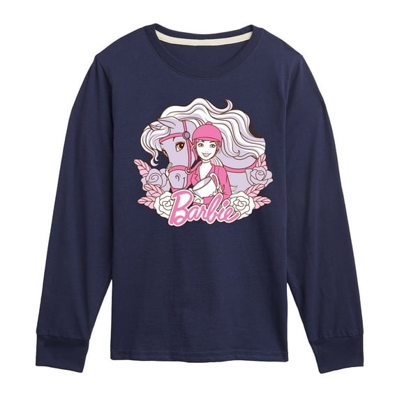 Barbie - Horse Flowers - Youth Long Sleeve Graphic T-Shirt