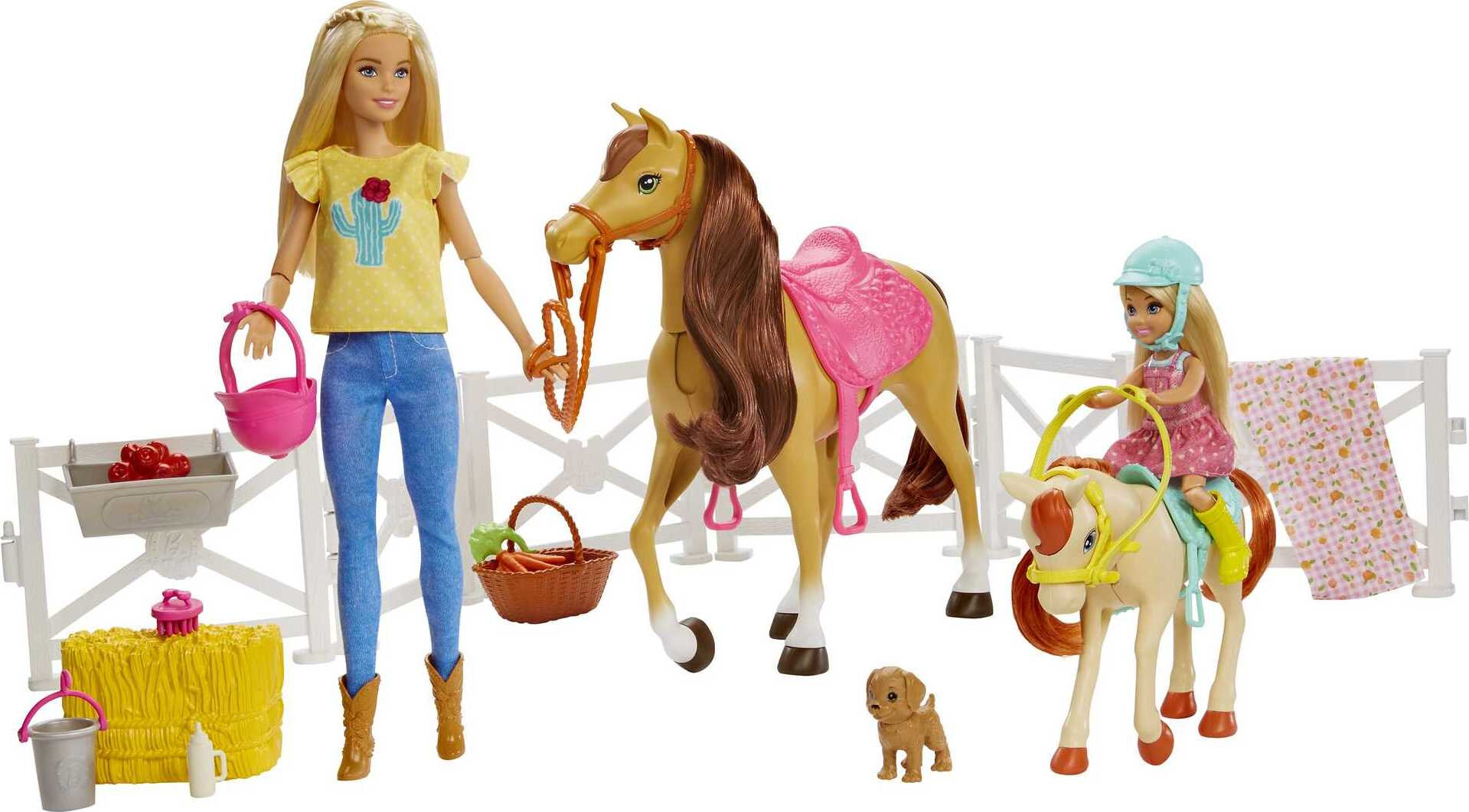 Barbie Hugs 'N' Horses Playset with Barbie & Chelsea Dolls, Blonde - image 1 of 6
