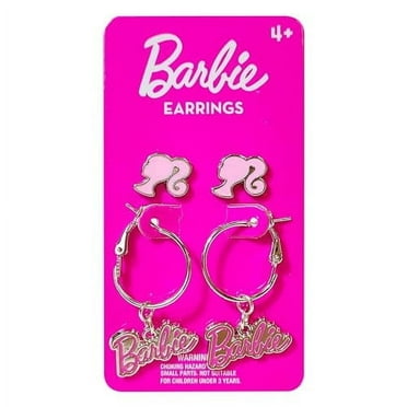 Barbie Hypoallergenic Earrings for Girls 1 Hot Pink Barbie Earrings Stud Earrings 1 Barbie Fishhook Drop Earring Sets with Charms One Size Fits All Girls Earrings Barbie Accessories for Girls Ages 4 
