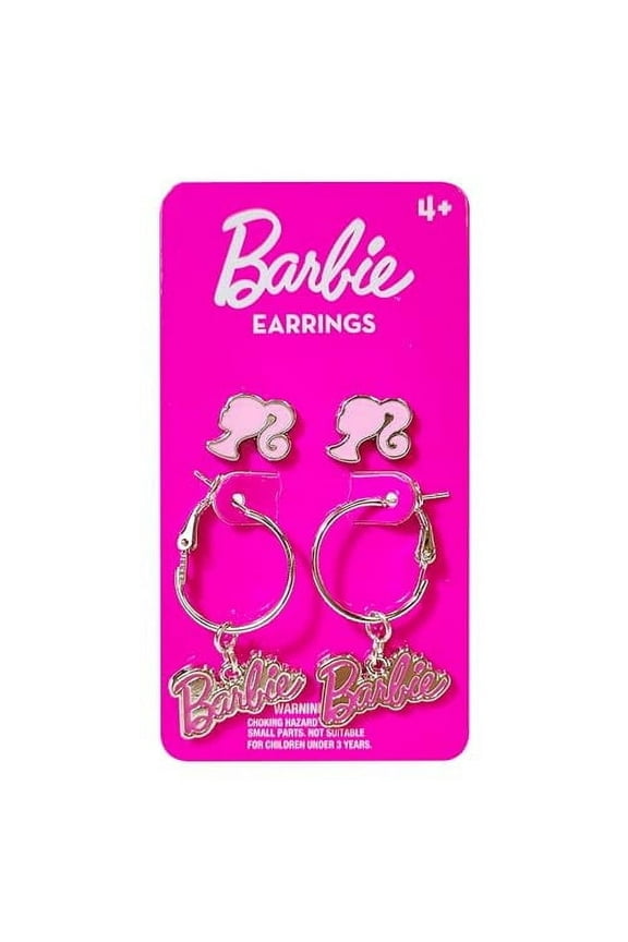 Barbie Hypoallergenic Earrings for Girls 1 Hot Pink Barbie Earrings Stud Earrings 1 Barbie Fishhook Drop Earring Sets with Charms One Size Fits All Girls Earrings Barbie Accessories for Girls Ages 4+